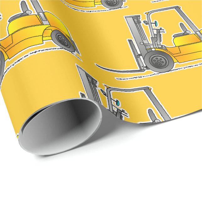 Papier Cadeau Véhicule de construction de chariots élévateurs ja (Coin rond)