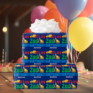 Papier Cadeau Véhicule de construction pour garçon d'anniversa