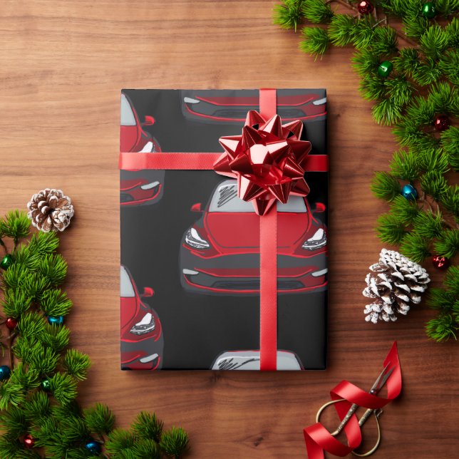 Papier Cadeau Véhicule électrique rouge SUV Voiture Arrière - pl (Cadeau de vacances)