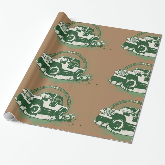 Papier Cadeau Véhicule routier vert (Déroulé)