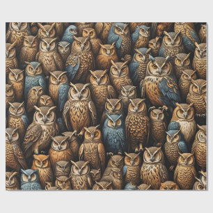 Papier Cadeau Veille nocturne : Motif du rassemblement des hibou