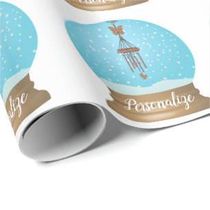 Papier Cadeau Vélichime papillon enneigé globe lunaire unique