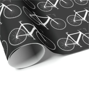 Papier Cadeau Vélo blanc sur noir