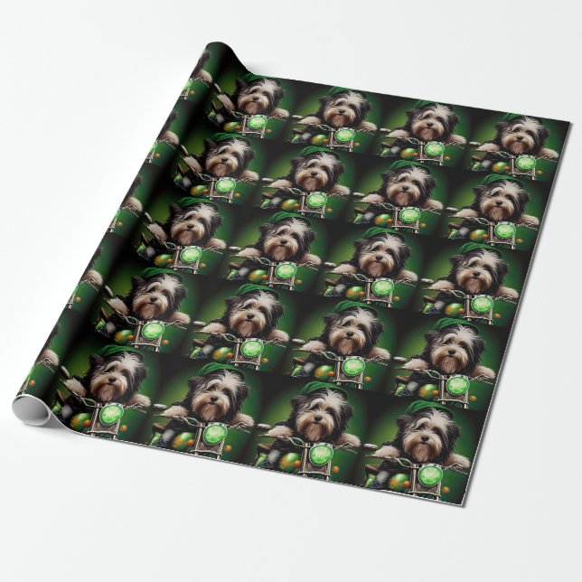 Papier Cadeau Vélo de conduite de chien Havanais St. Patrick's D (Déroulé)