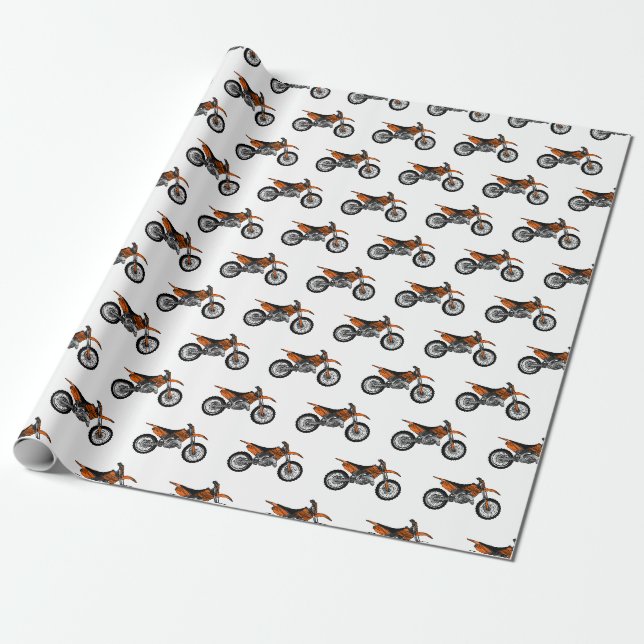 Papier Cadeau Vélo droit hors route moto / motocross dessin anim (Déroulé)