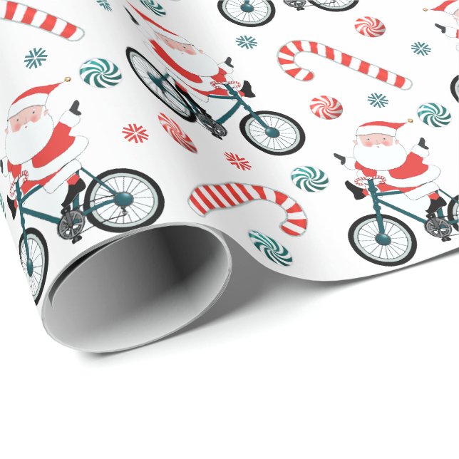 Papier Cadeau Vélo Vacances Papier d'enveloppement de Noël (Coin rond)