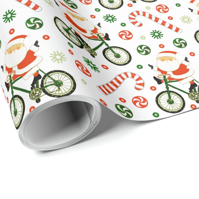 Papier Cadeau Vélo Vacances Papier d'enveloppement de Noël (Coin rond)