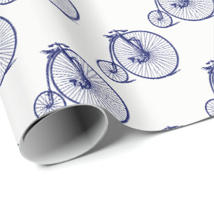 Papier Cadeau Vélo Velocipede Penny Farthing vintage Blu