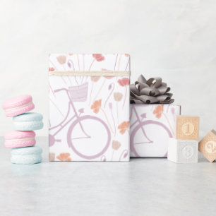 Papier Cadeau Vélo Vintage de corail de lavande florale de print