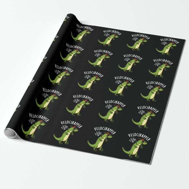 Papier Cadeau Veloci rapper Dinosaure Drôle Pun Dark BG (Déroulé)