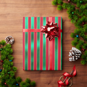 Papier Cadeau Velours satiné rouge et vert Métallé Joli