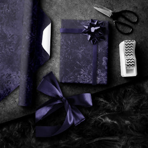 Papier Cadeau Velvety Midnight Damask   Indigo Purple Grunge