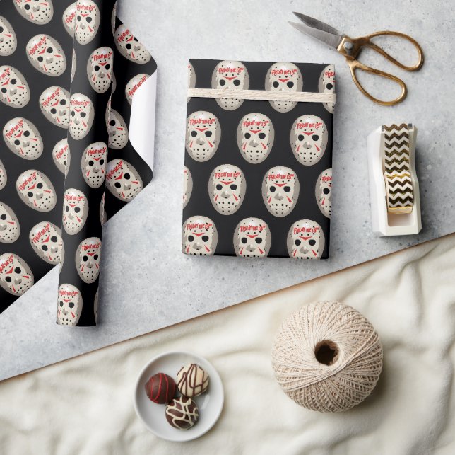 Papier Cadeau Vendredi 13 | Graphique de masque de hockey (Artisanat)