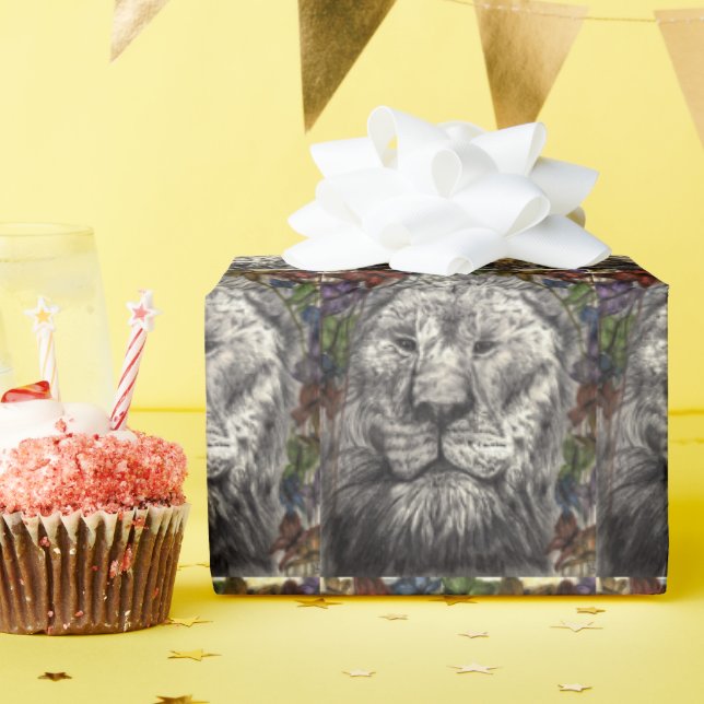 Papier Cadeau Vent Sous Mes Ailes Lion Papillons Art Animal (Fête d'anniversaire)