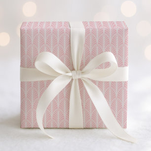 Papier Cadeau Ventilateur Art déco Vintage rose et blanc