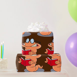 Papier Cadeau Ver de terre amateur de lecture lisant un livre