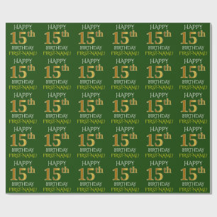Papier Cadeau Verdissez, or le "JOYEUX 15ème ANNIVERSAIRE " de