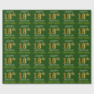 Papier Cadeau Verdissez, or le "JOYEUX 18ème ANNIVERSAIRE " de