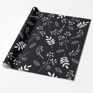 Papier Cadeau Verdure florale botanique de feuille blanche et