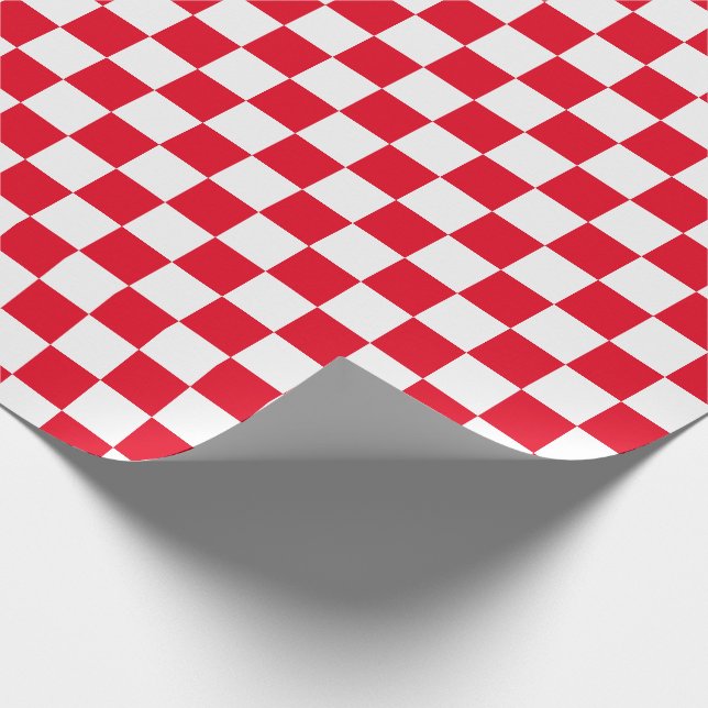 Papier Cadeau Vérificateurs en damier blanc et rouge (Coin)