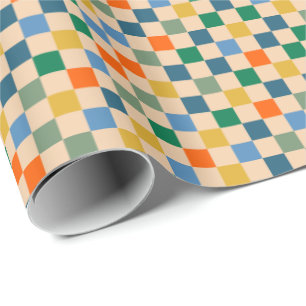 Papier Cadeau Vérifier À damiers Motif multicolore vérifié