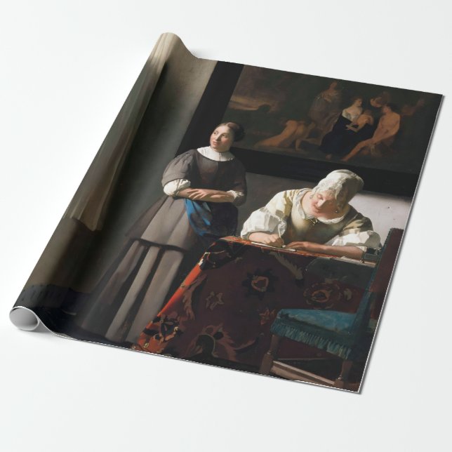 Papier Cadeau Vermeer - Lady Écrire une lettre avec sa bonne (Déroulé)
