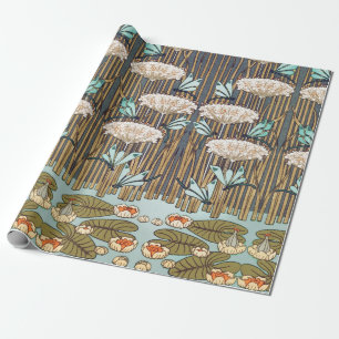 Papier Cadeau Verneuil Dragonfly Water Lily Art Nouveau : Vintag