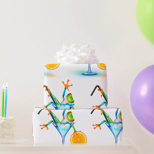 Papier Cadeau Verre à cocktail Grenouille d'Arbre Coloré