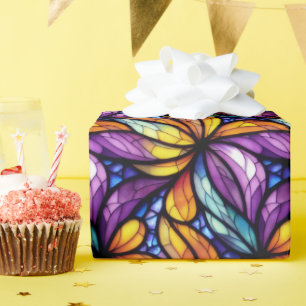 Papier Cadeau Verre coloré floral : Conception colorée