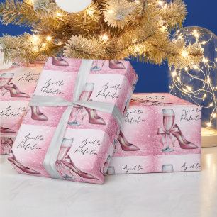 Papier Cadeau Verre de champagne rose vieilli à la perfection po