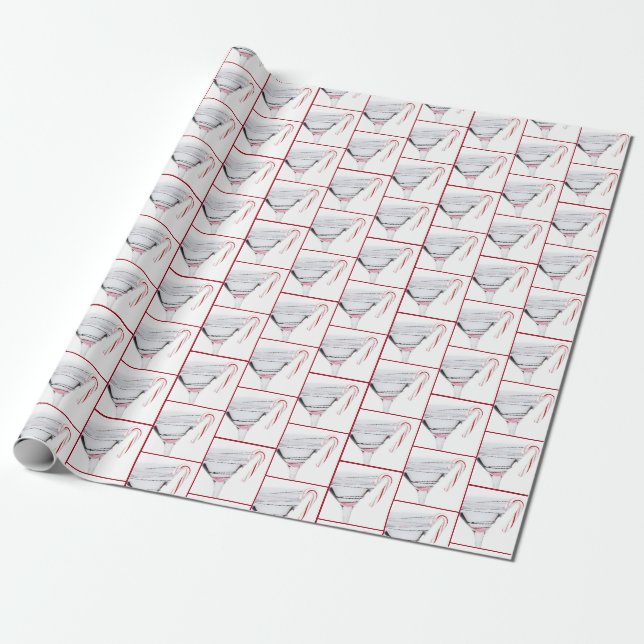 Papier Cadeau Verre Martini de Noël avec sucre de canne (Déroulé)