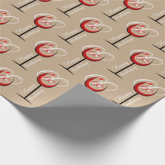Papier Cadeau Verre rouge moderne Motif 60e anniversaire Cadeau (Coin)