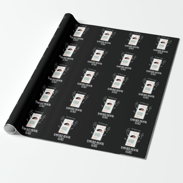 Papier Cadeau Verre trempé mental Funny Cellphone Pun Dark BG (Déroulé)