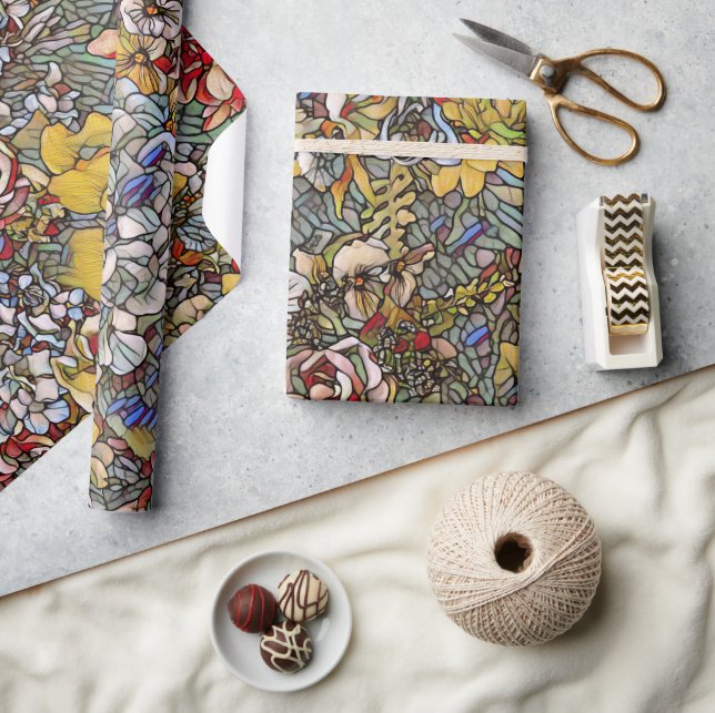 Papier Cadeau Verre verni Botanique Floral (Artisanat)
