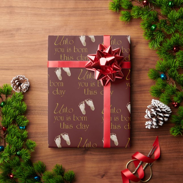 Papier Cadeau Verset Bible De Noël Sur Maroon (Cadeau de vacances)