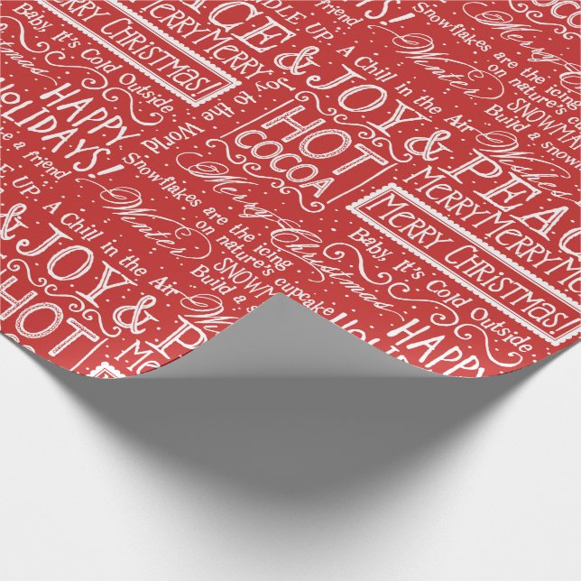 Papier Cadeau Verset Noël rouge et blanc (Coin)