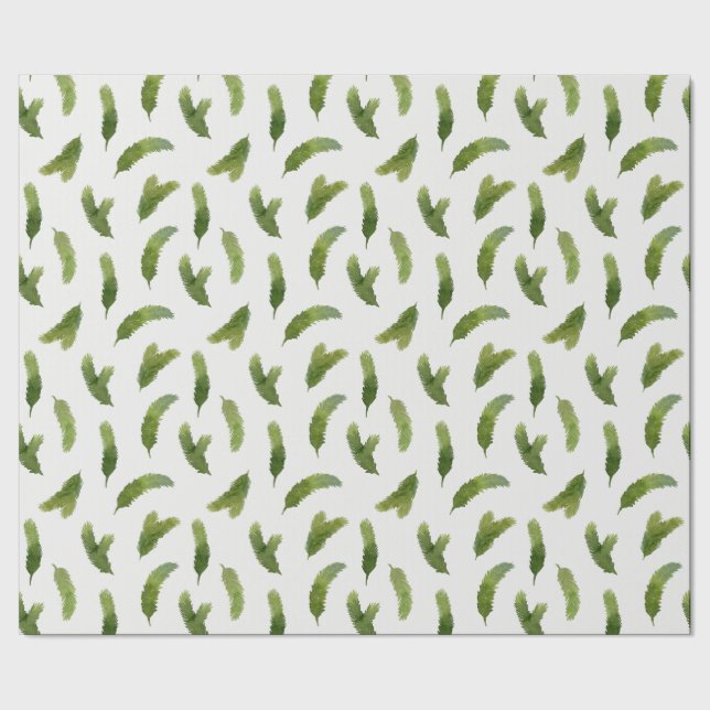 Papier Cadeau Vert Aquarelle Pine Branches Arbre Noël (Couture)