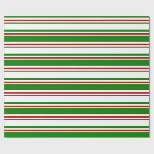 Papier Cadeau Vert, Blanc, Rouge Lignes Thématiques de Noël de c
