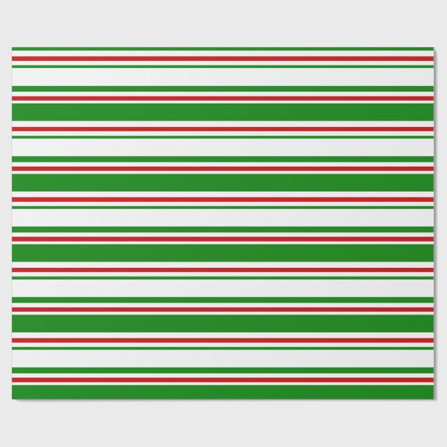 Papier Cadeau Vert, Blanc, Rouge Lignes Thématiques de Noël de c (Plat)