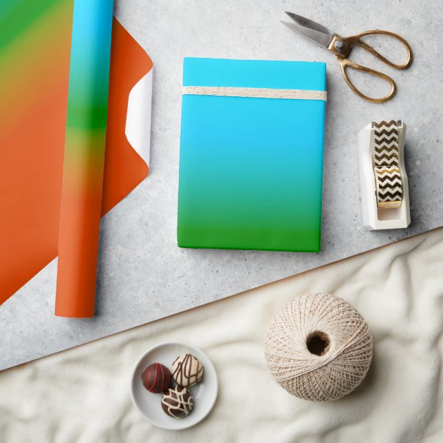 Papier Cadeau Vert bleu et orange (Artisanat)