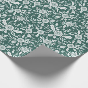 Papier Cadeau Vert botanique de Noël