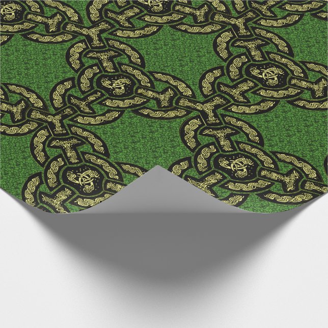 Papier Cadeau Vert celtique de chaîne de dragon (Coin)