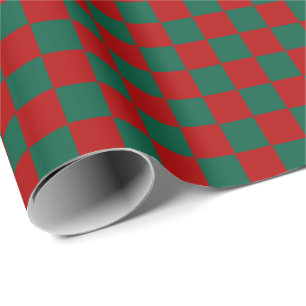 Papier Cadeau Vert chasseur à carreaux et blanc
