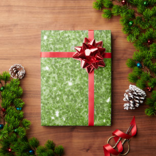 Papier Cadeau Vert clair verdure faux paillettes scintille