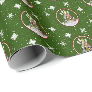 Papier Cadeau Vert de fête de kayaks de motif d'arbre de Noël 