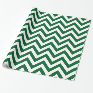 Papier Cadeau Vert forêt blanc XL Chevron ZigZag Motif