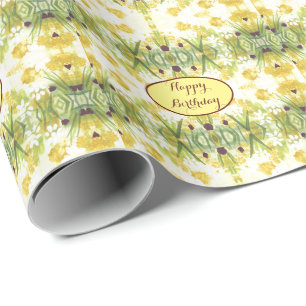 Papier Cadeau Vert jaune et blanc