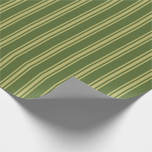 Papier Cadeau Vert olive foncé et Motif rayé kaki foncé