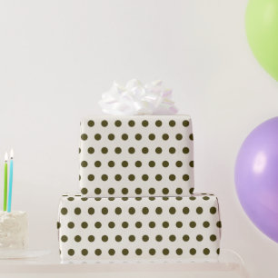 Papier Cadeau Vert olive, Vieux Pois dentelle décalé Motif