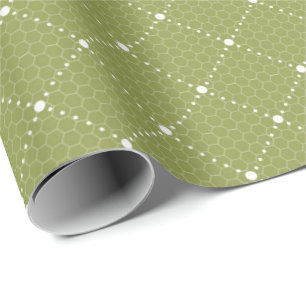 Papier Cadeau Vert Pastel Dentelle délicate Laie Blanche Élégant